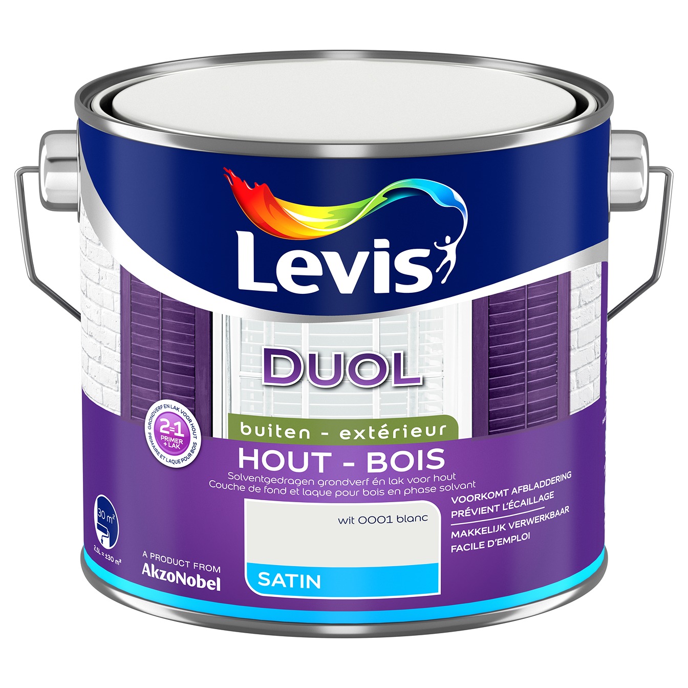 Levis Duol Bois Extérieur Satin 2.5l Blanc