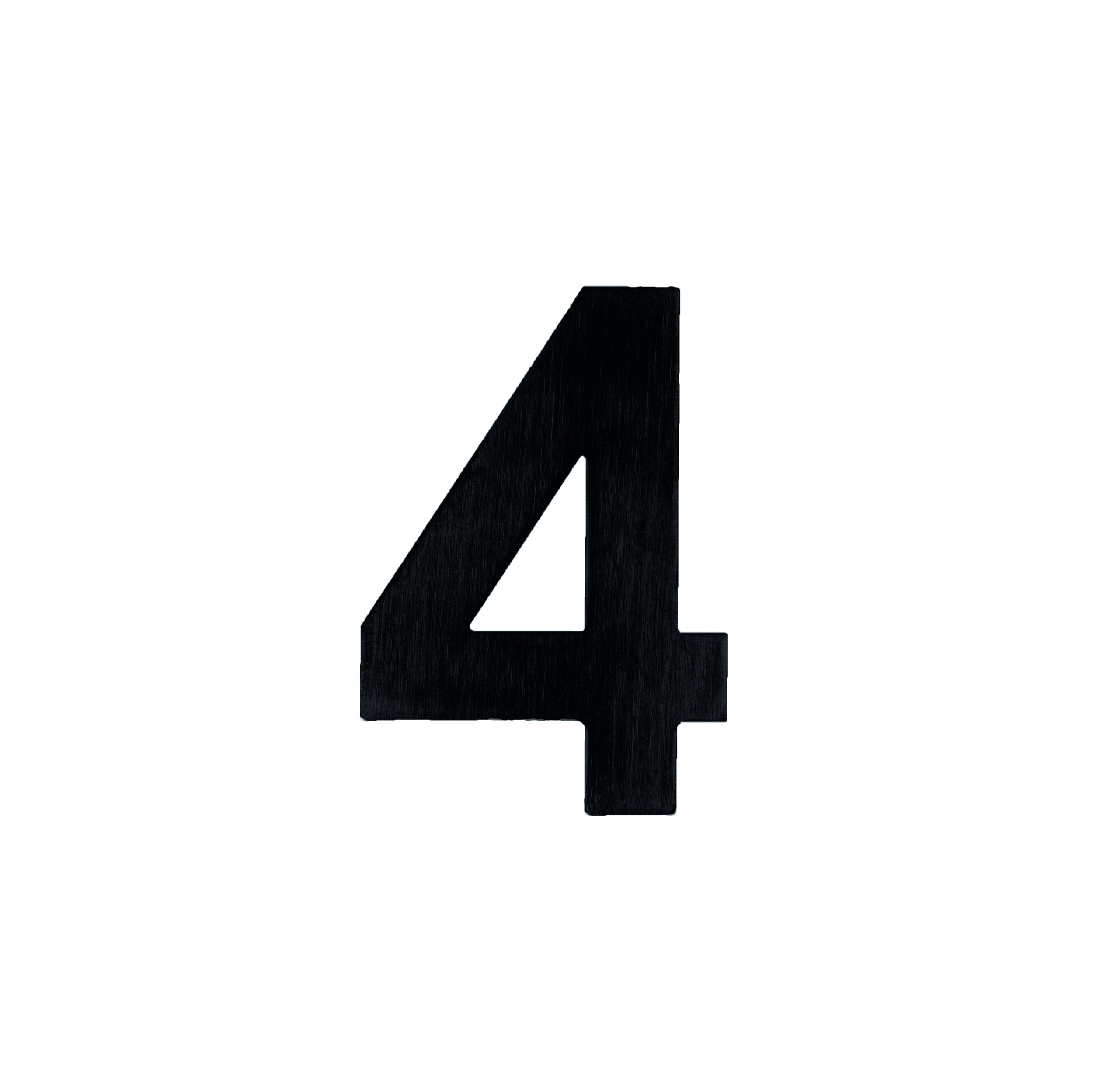 Chiffre Plat Petit Autocollant 4 Noir Structure UV