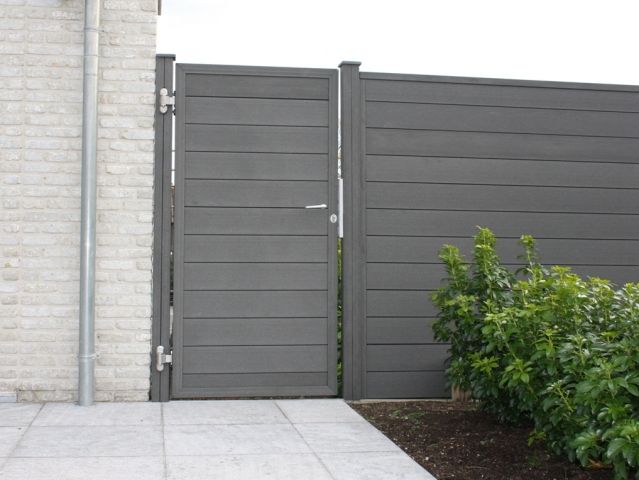 Duofuse écran à rainures et languettes/écran clôture à lattes - Porte composite 1x1.8m stone grey