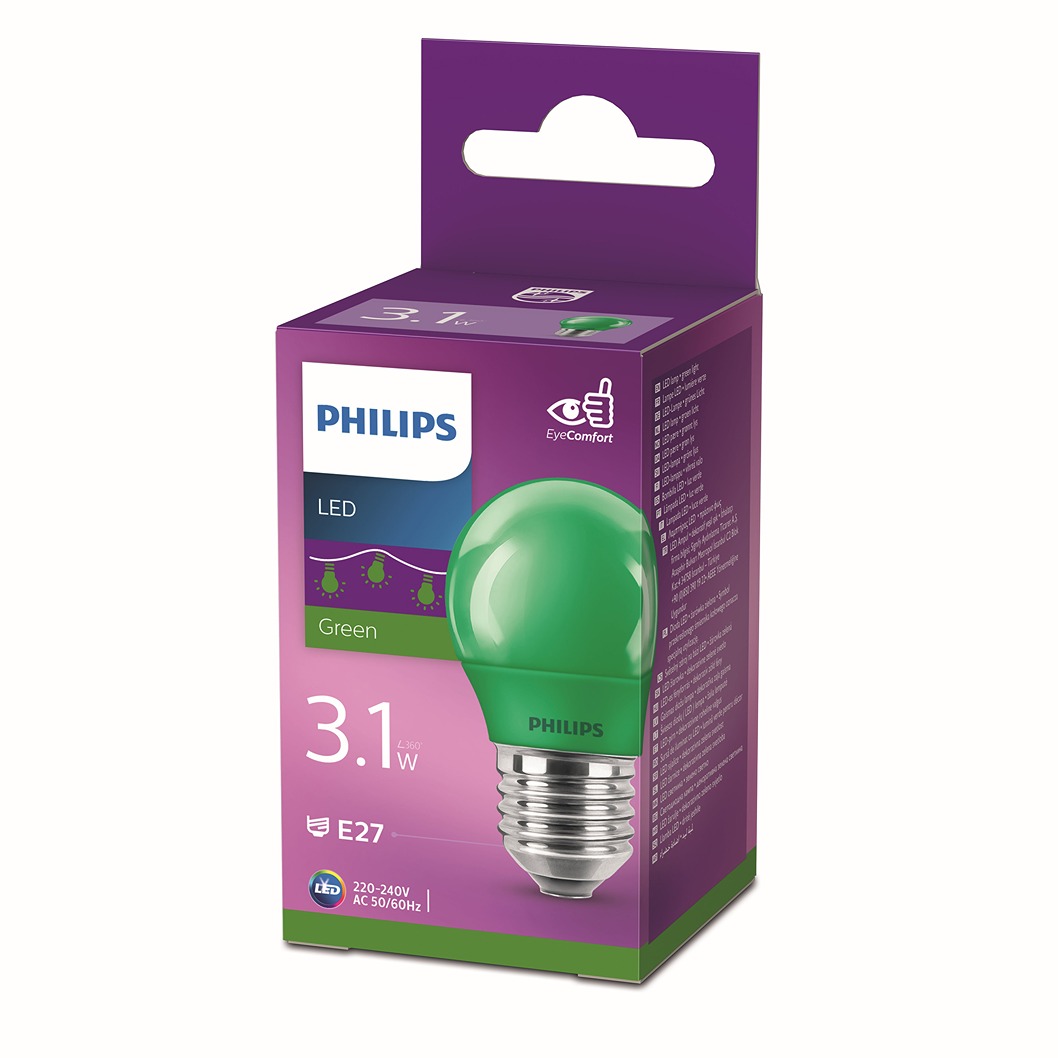 Philips LED Kogellamp - E27 - Groen gekleurd