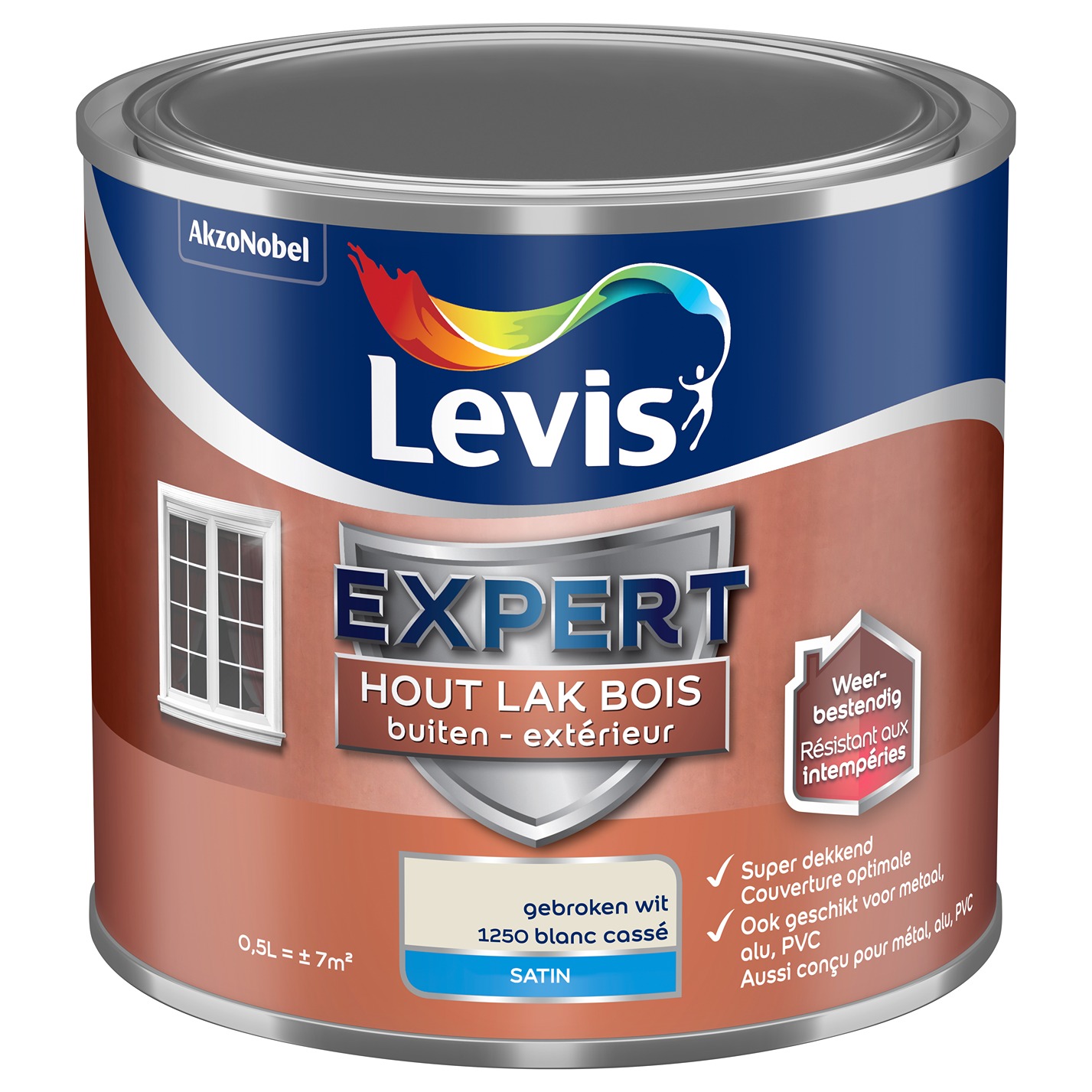 Levis Expert Hout Lak Buiten Satin 0.5l Gebroken Wit