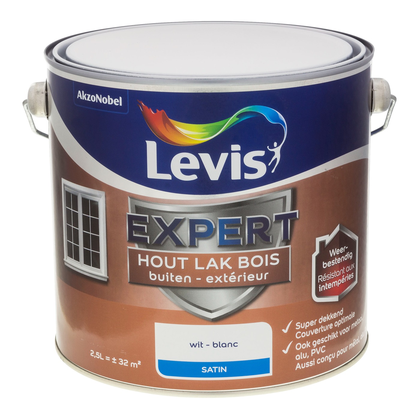 Levis Expert Hout Lak Buiten Satin 2.5l Wit