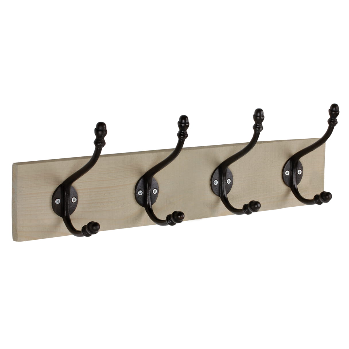 Porte-manteau planche retro gris/ 4 crochets rouille 500x110x160mm