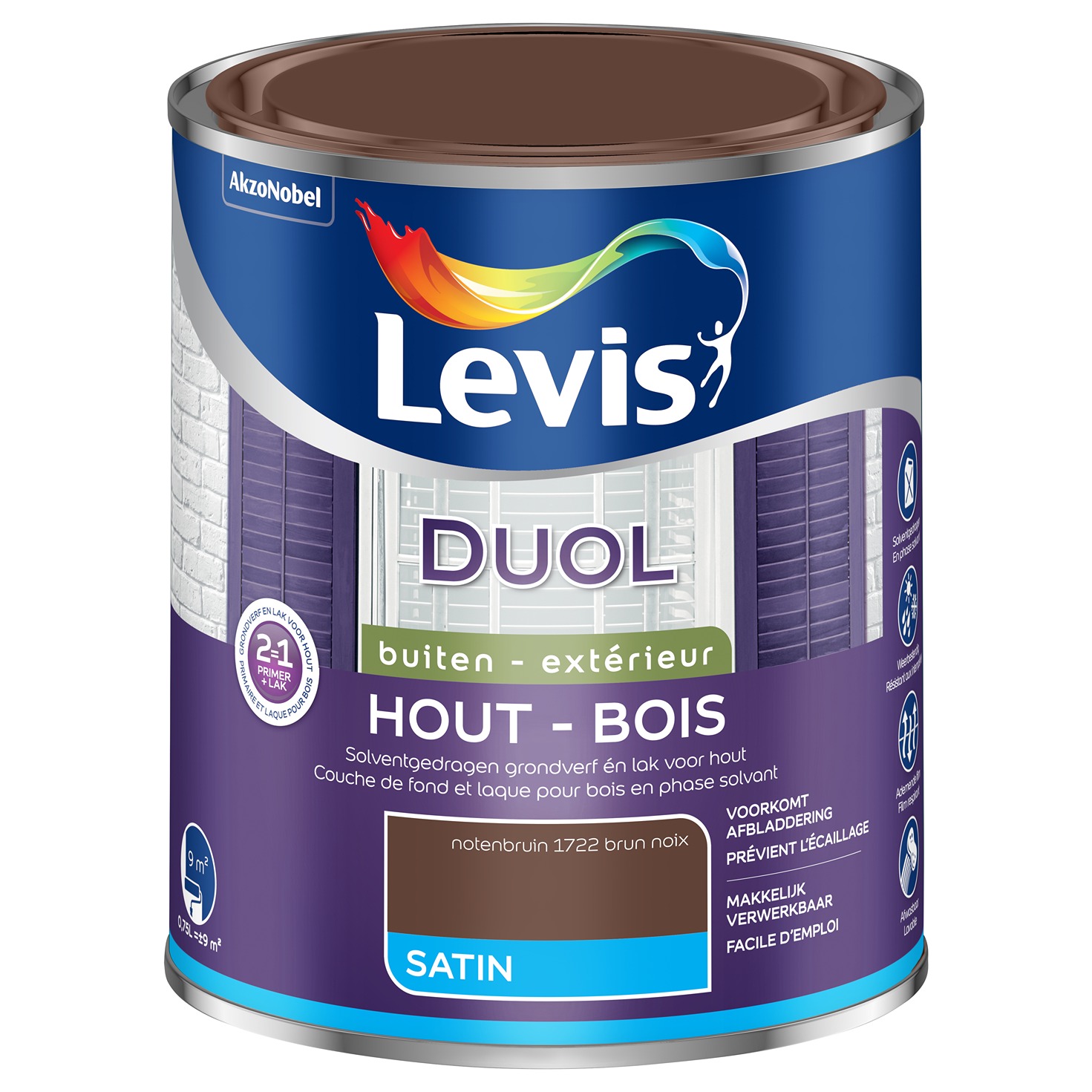 Levis Duol Bois Extérieur Satin 0.75l Brun Noix
