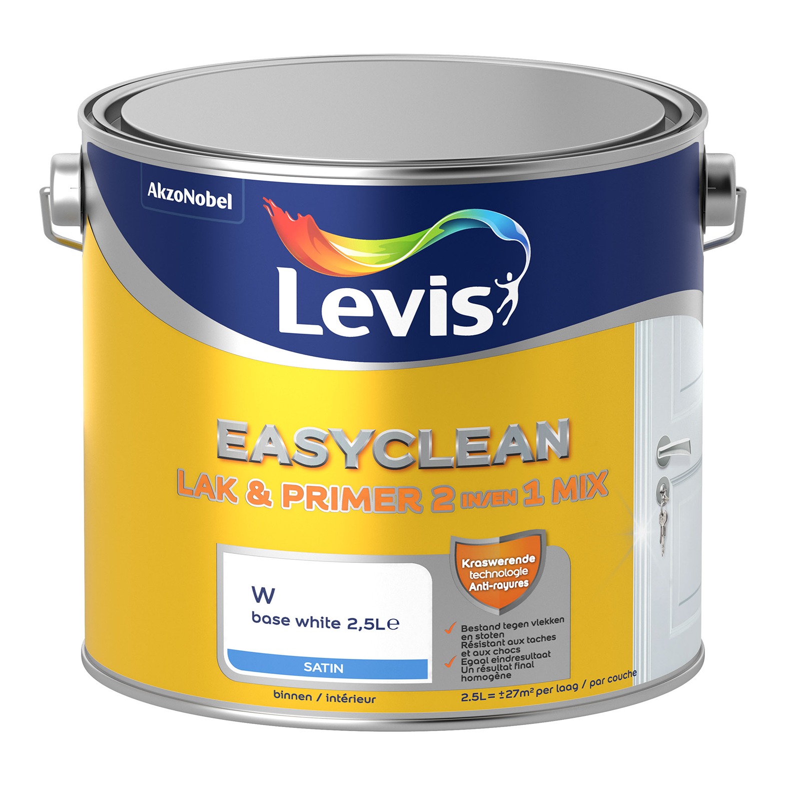 Levis EasyClean Lak & Primer 2-In-1 Mix Zijdeglans Wit - 2.5l