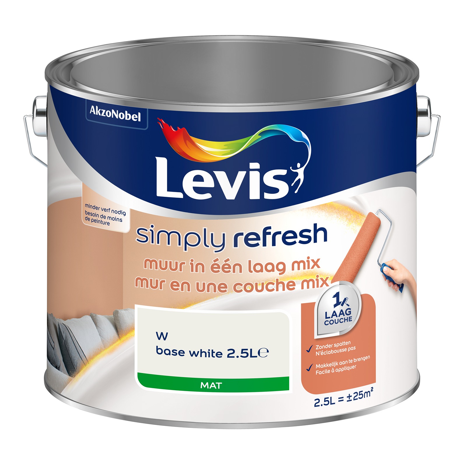 Levis Simply Refresh Muur In Eén Laag Mix 2.5l Wit