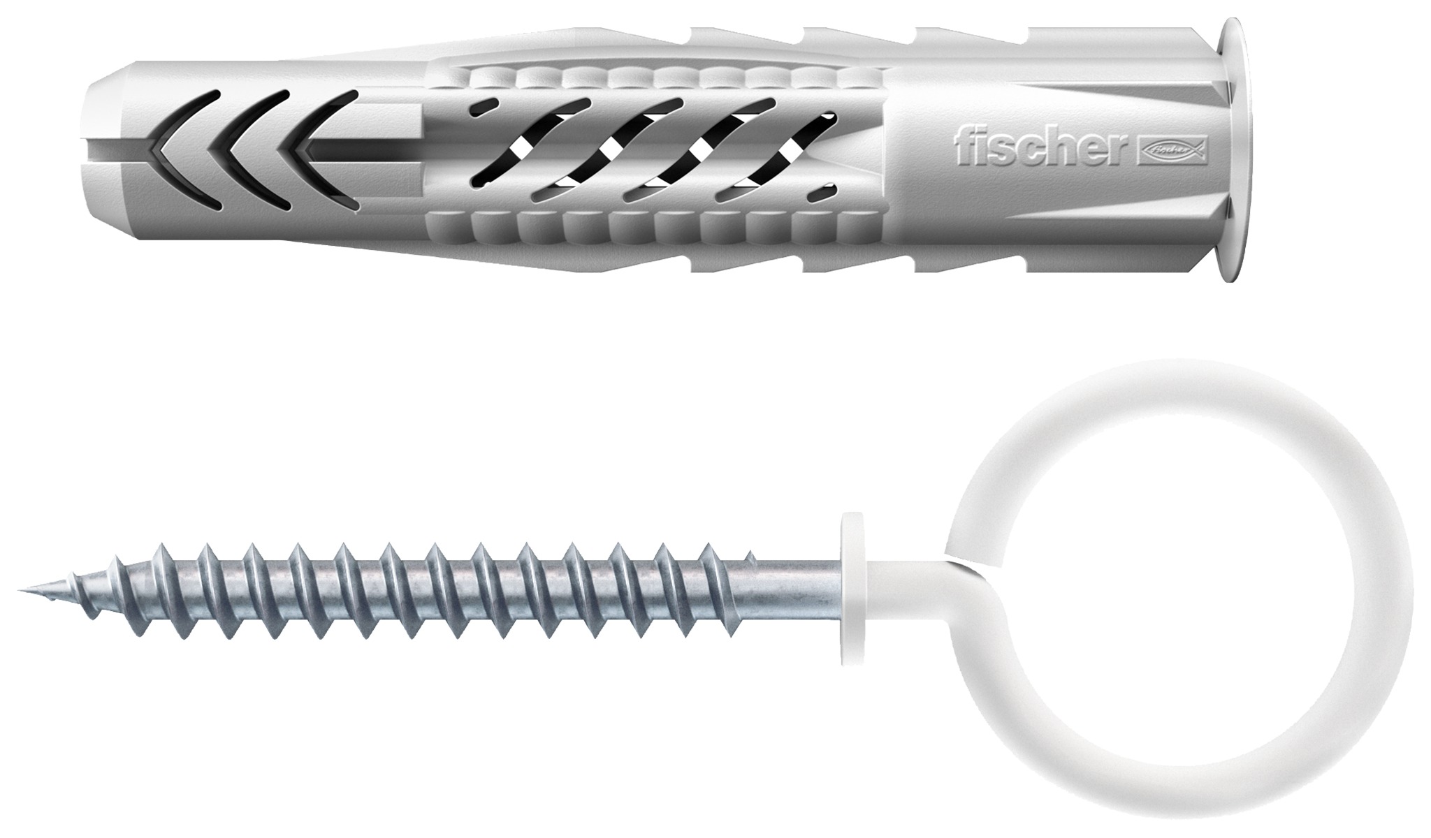 Fischer Cheville universelle UX 8 x 50 R OH avec collerette et crochet droit blanc - 2pc