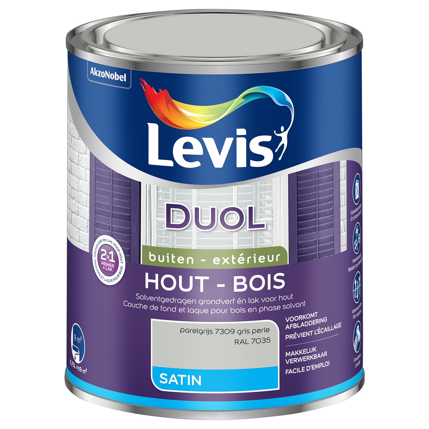 Levis Duol Hout Buiten Satin 0.75l Parelgrijs