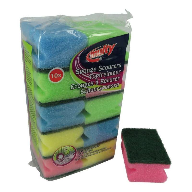 Multy éponges à récurer 10 pièces (couleurs assorties)