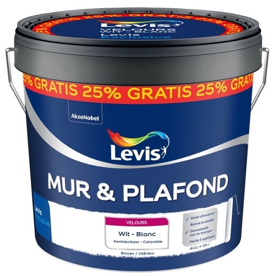 Levis Exclusive Mur&Plafond Velours Wit 4+1L Gratis
