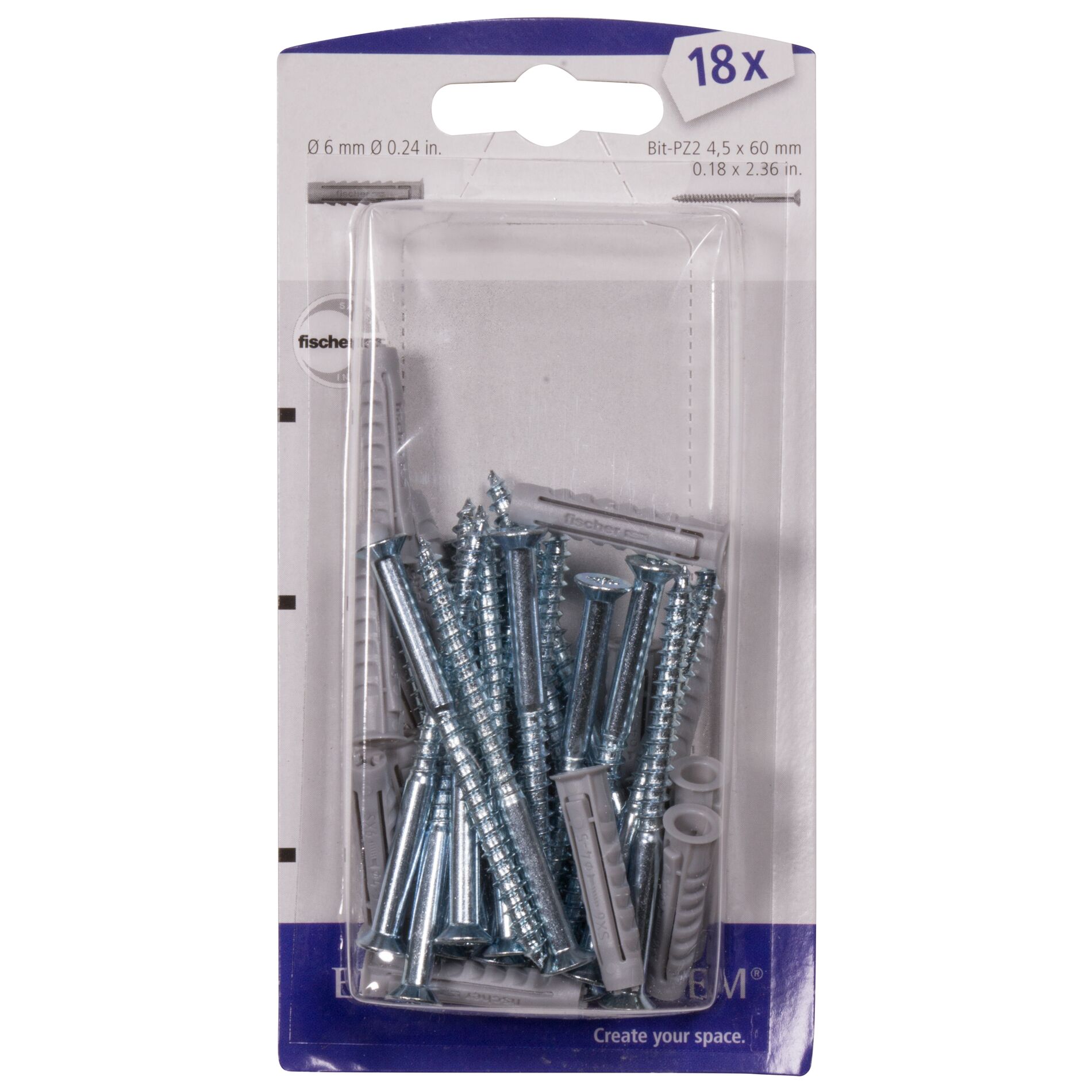 Vis et chevilles 18pcs 4.5x50