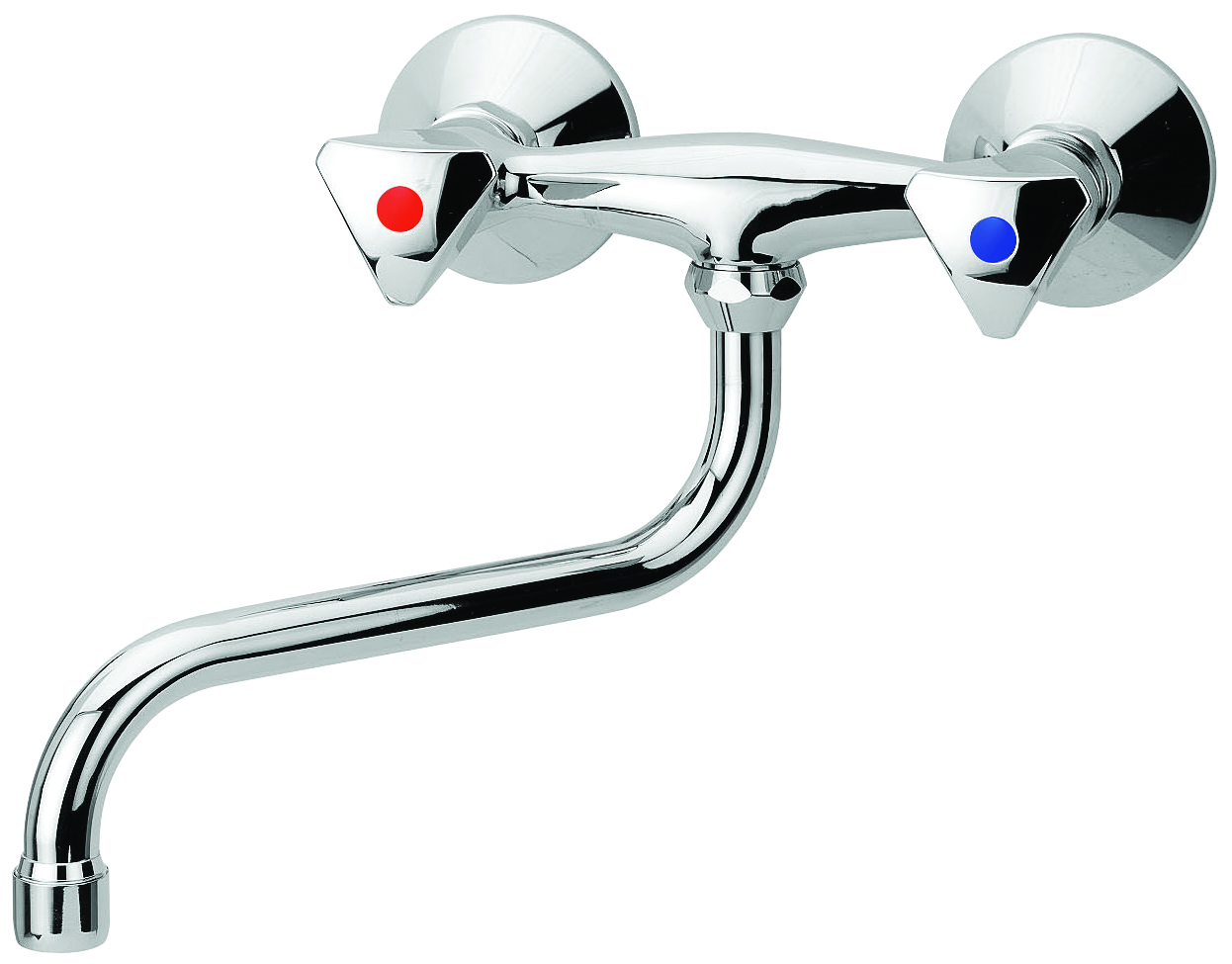 Aquatrends Como keuken muurmengkraan tweegreeps met draaibare S200 uitloop chroom