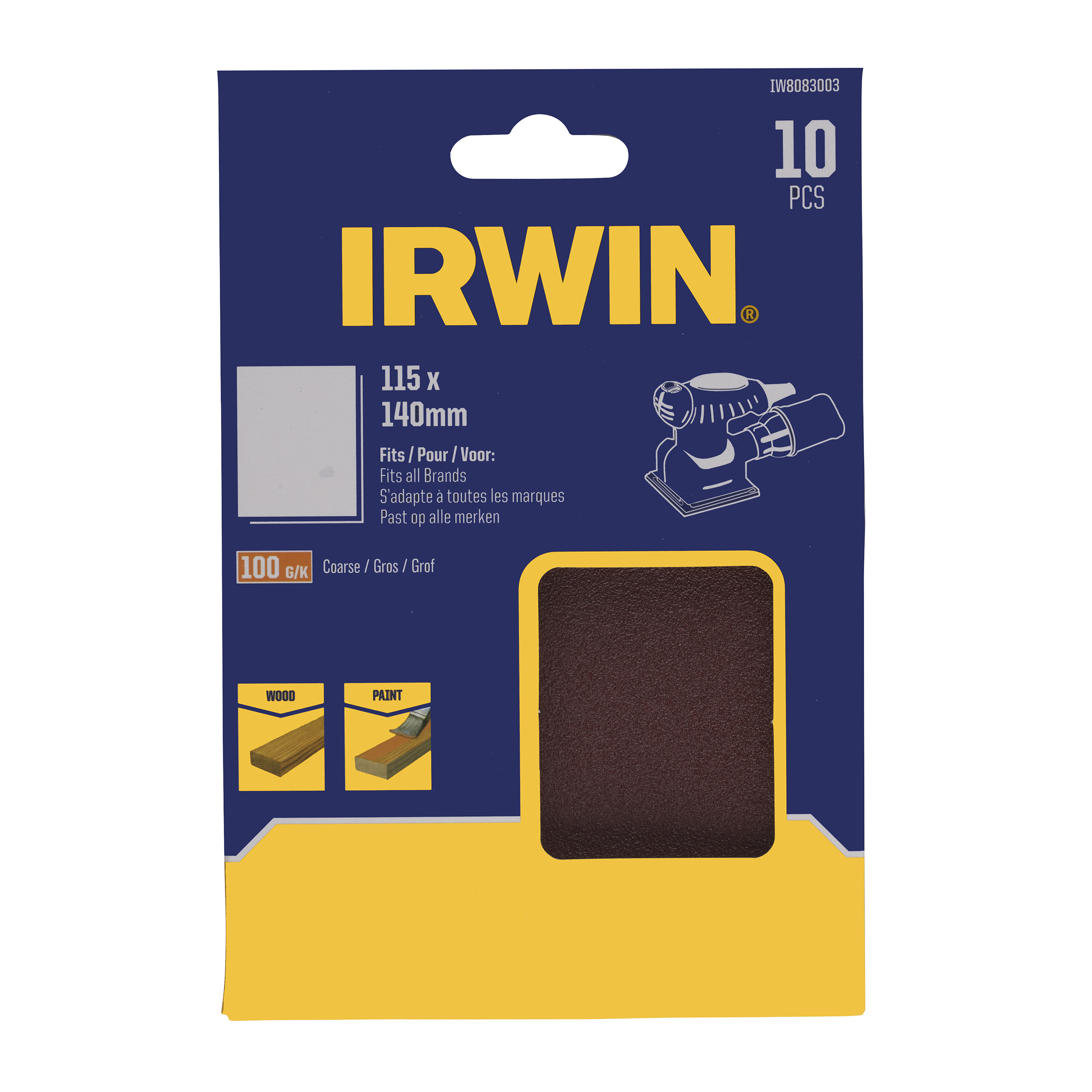 Irwin bandes abrasives 1/4 115X140mm - grain 100 Ponçage plat