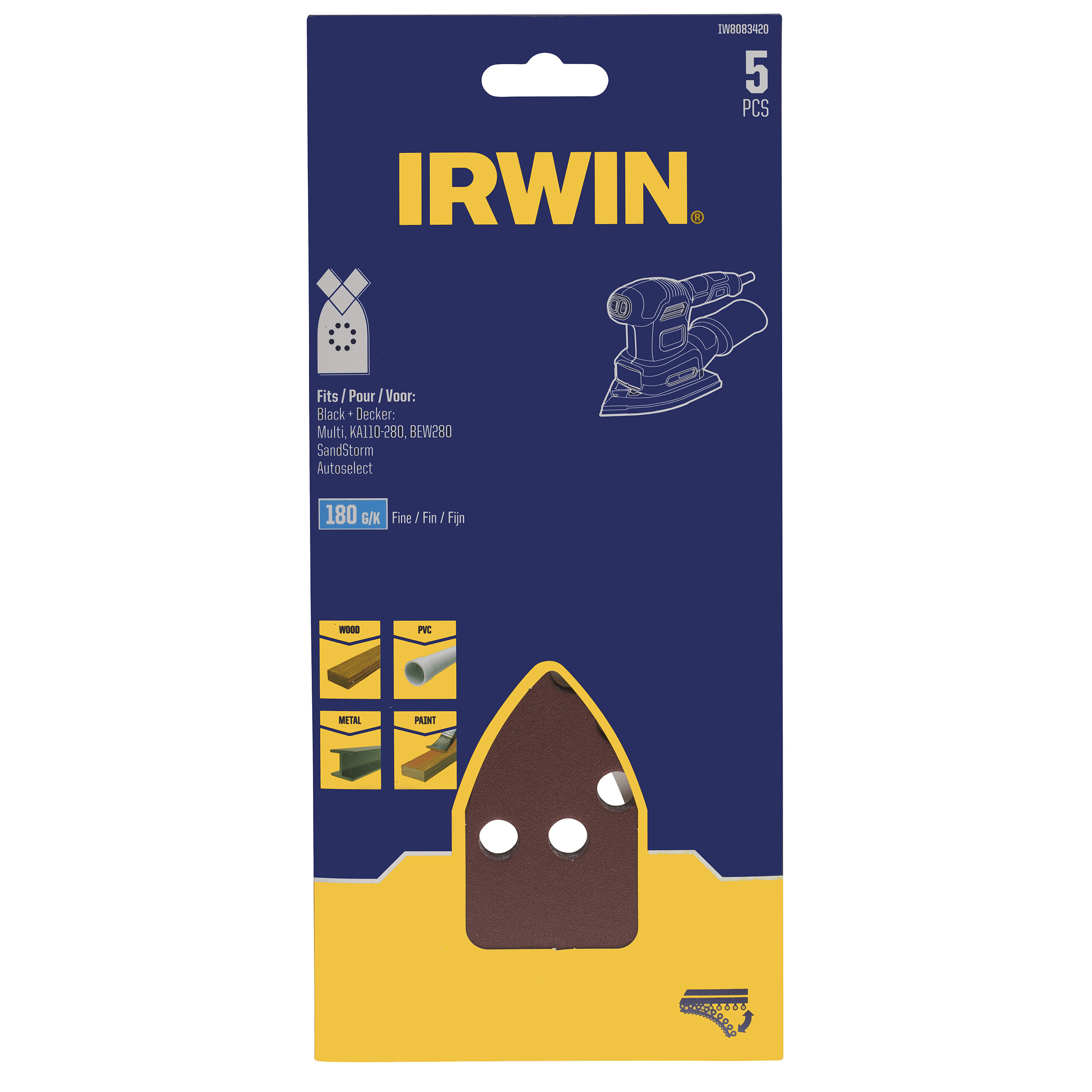 Irwin bandes abrasives 170X110 MM K180 Black+Decker