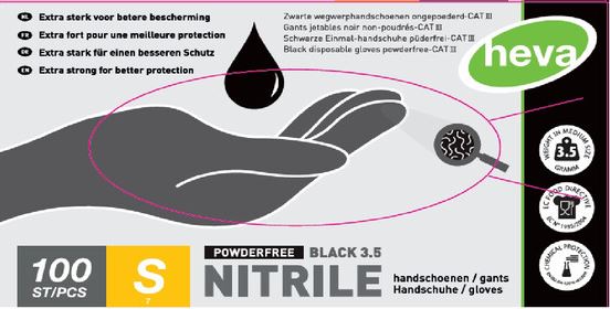 GANTS JETABLES EN NITRILE NOIR 3,5 GR 100 PIÈCES TAILLE PETITE