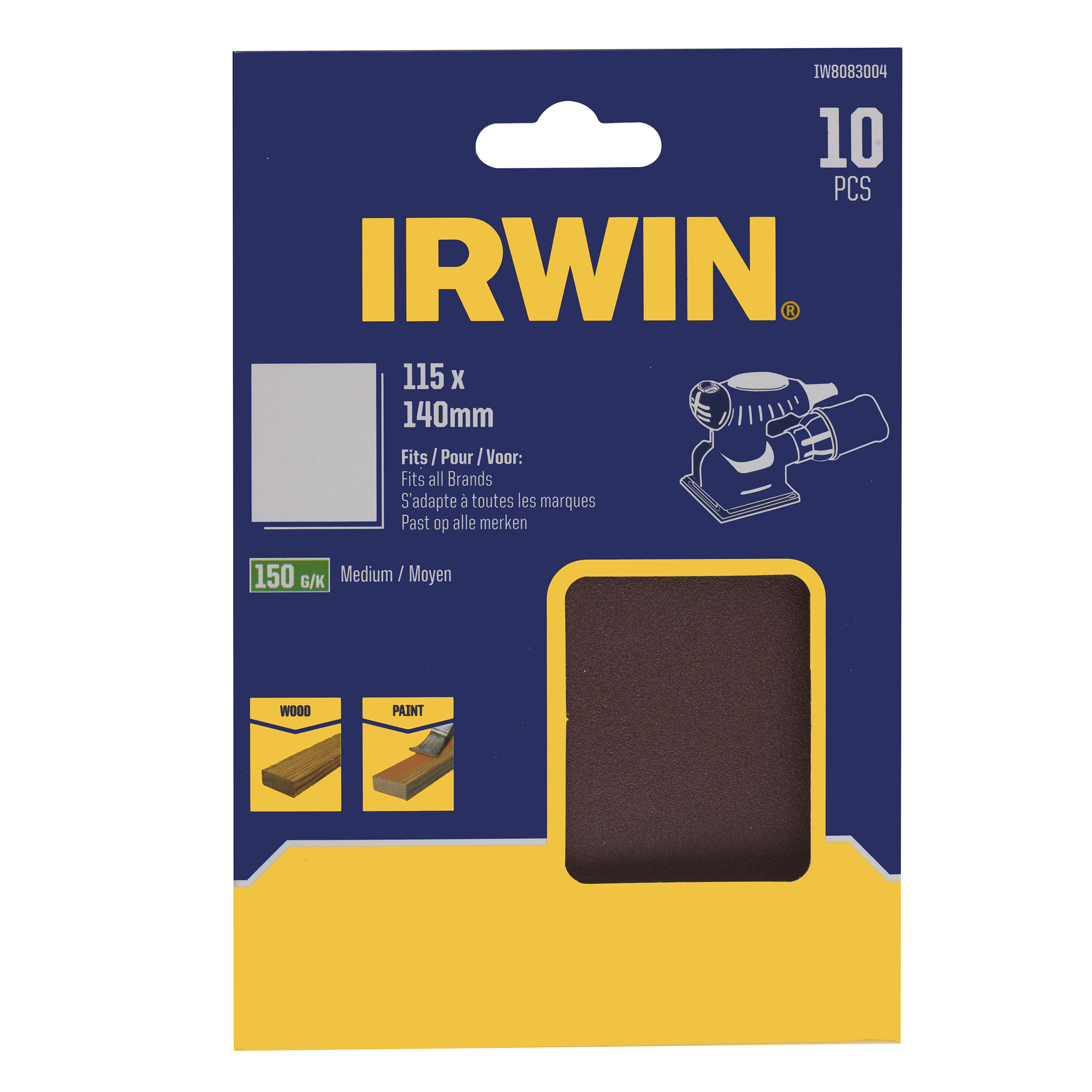 Irwin bandes abrasives 1/4 115X140mm - grain 150 ponçage plat