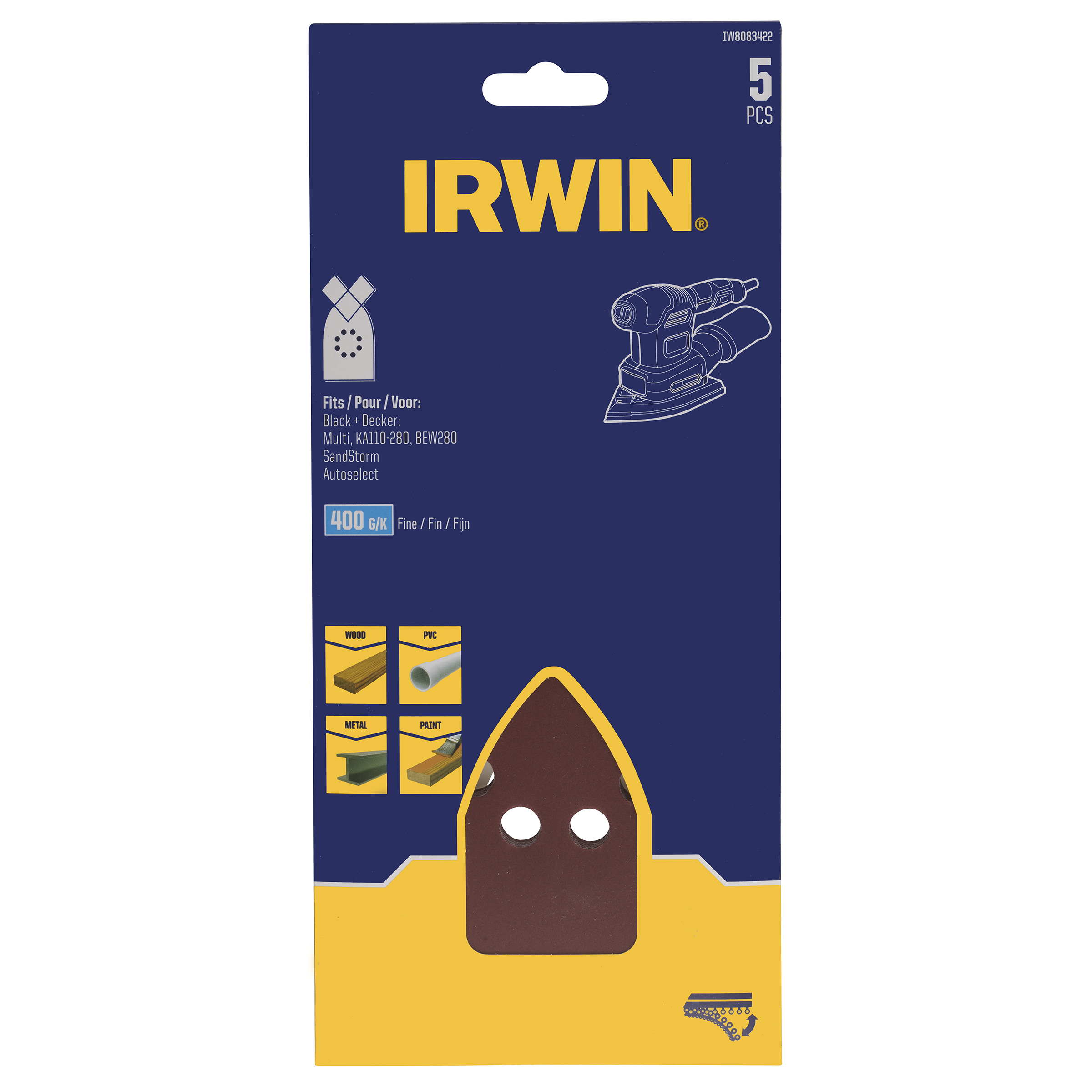 Irwin bandes abrasives 170X110 mm K400 Black+Decker