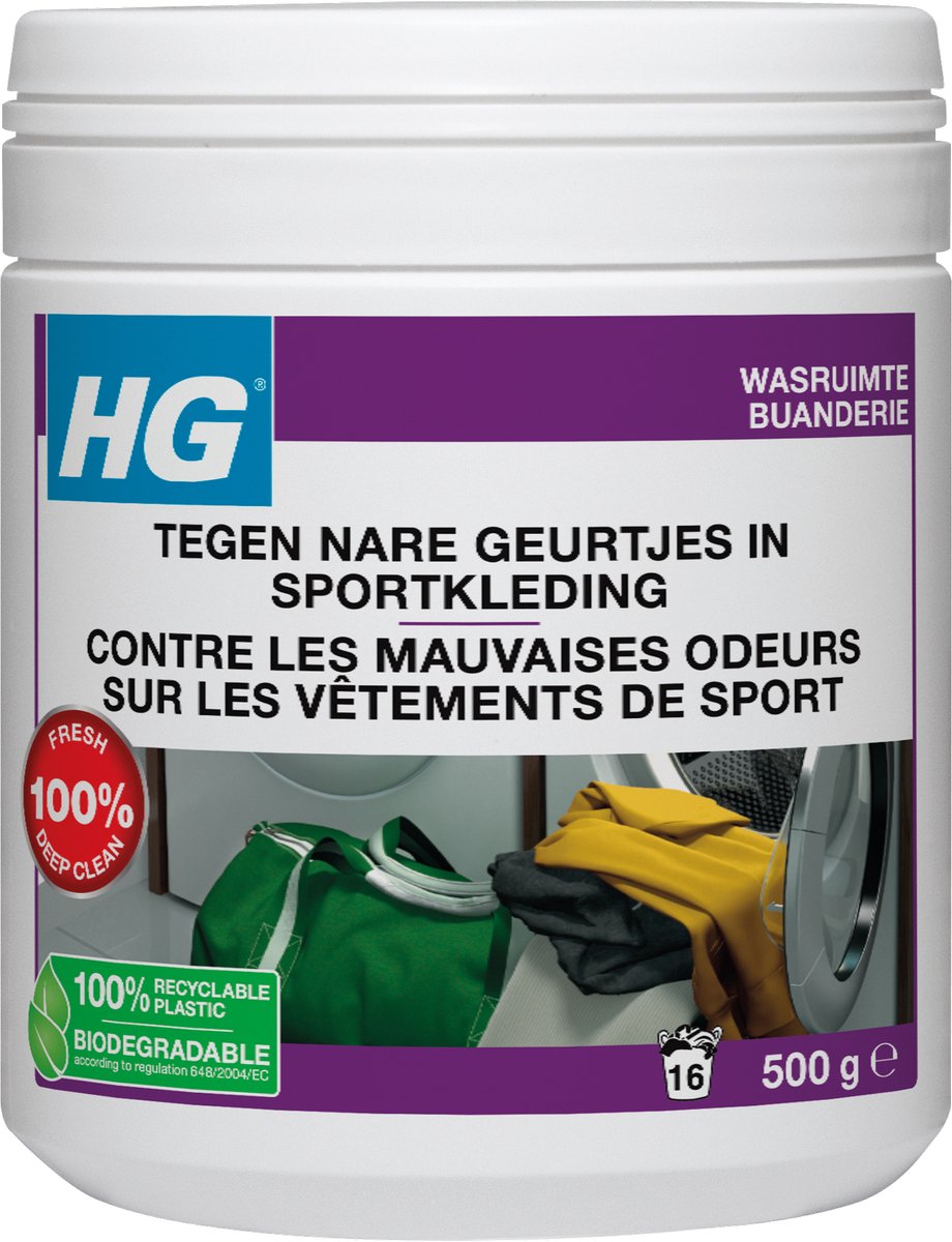 HG Additif pour lessive anti-odeurs vêtements de sport