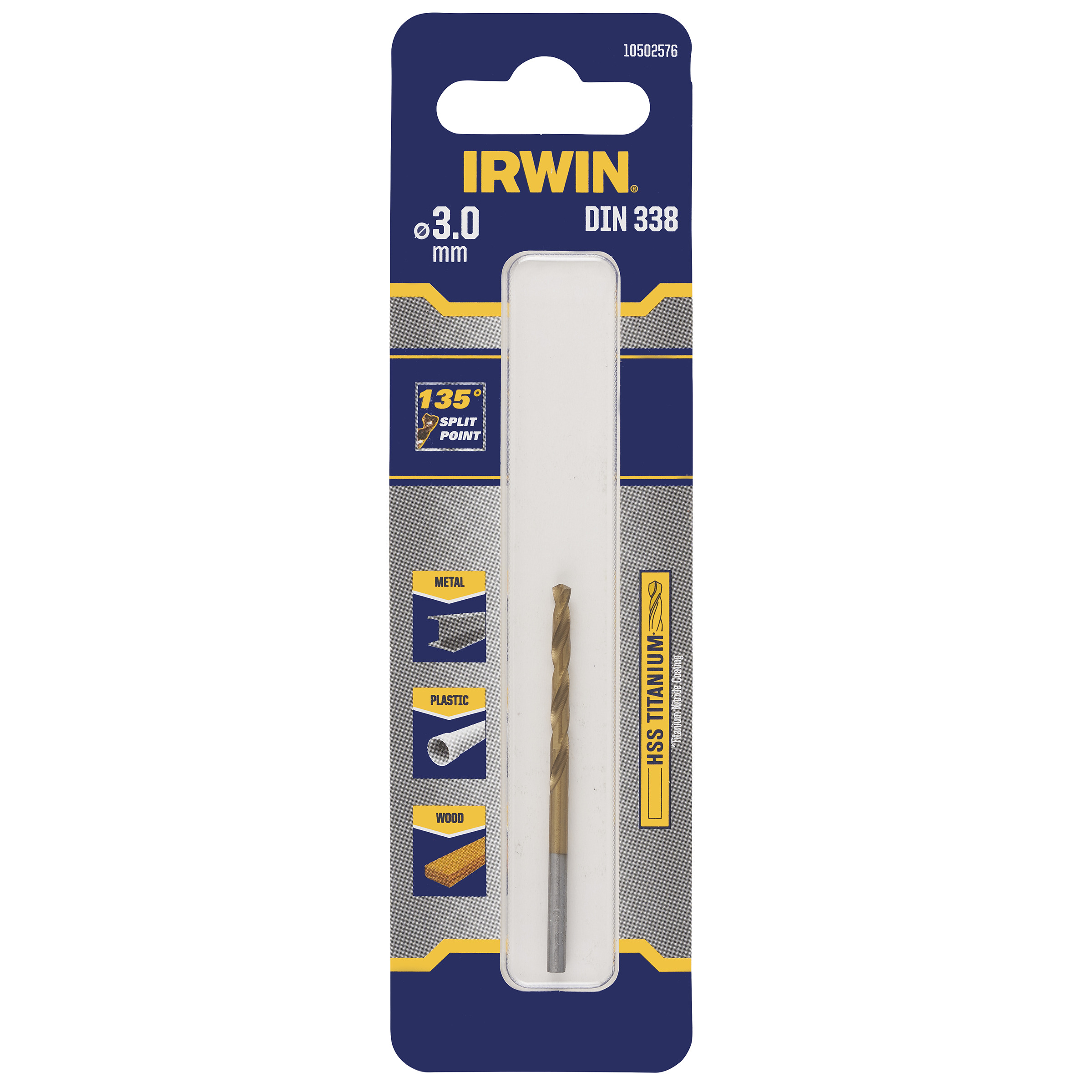 IRWIN foret HSS métal 135° titane 3.0mm