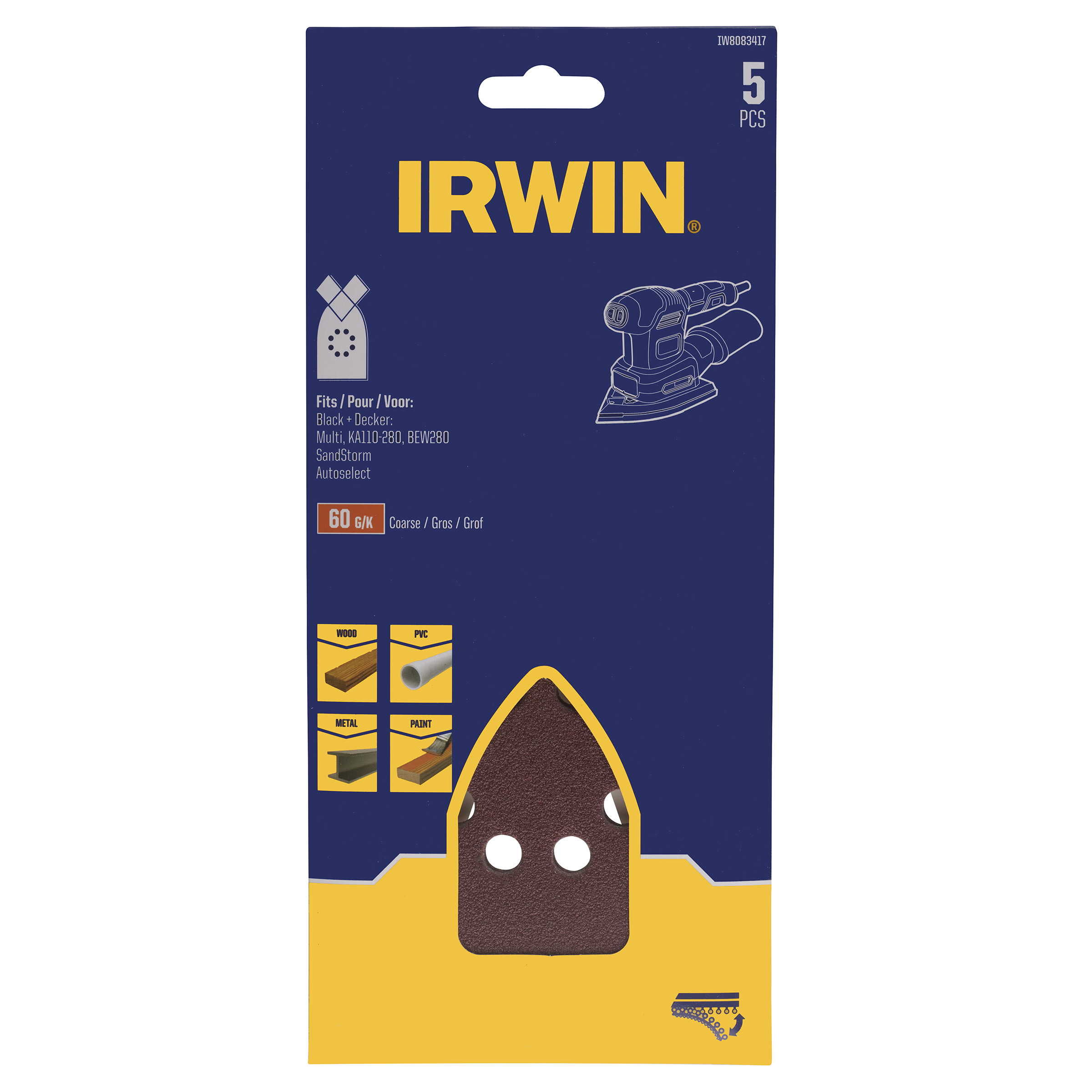 Irwin bandes abrasives 170X110 mm K60 Black+Decker