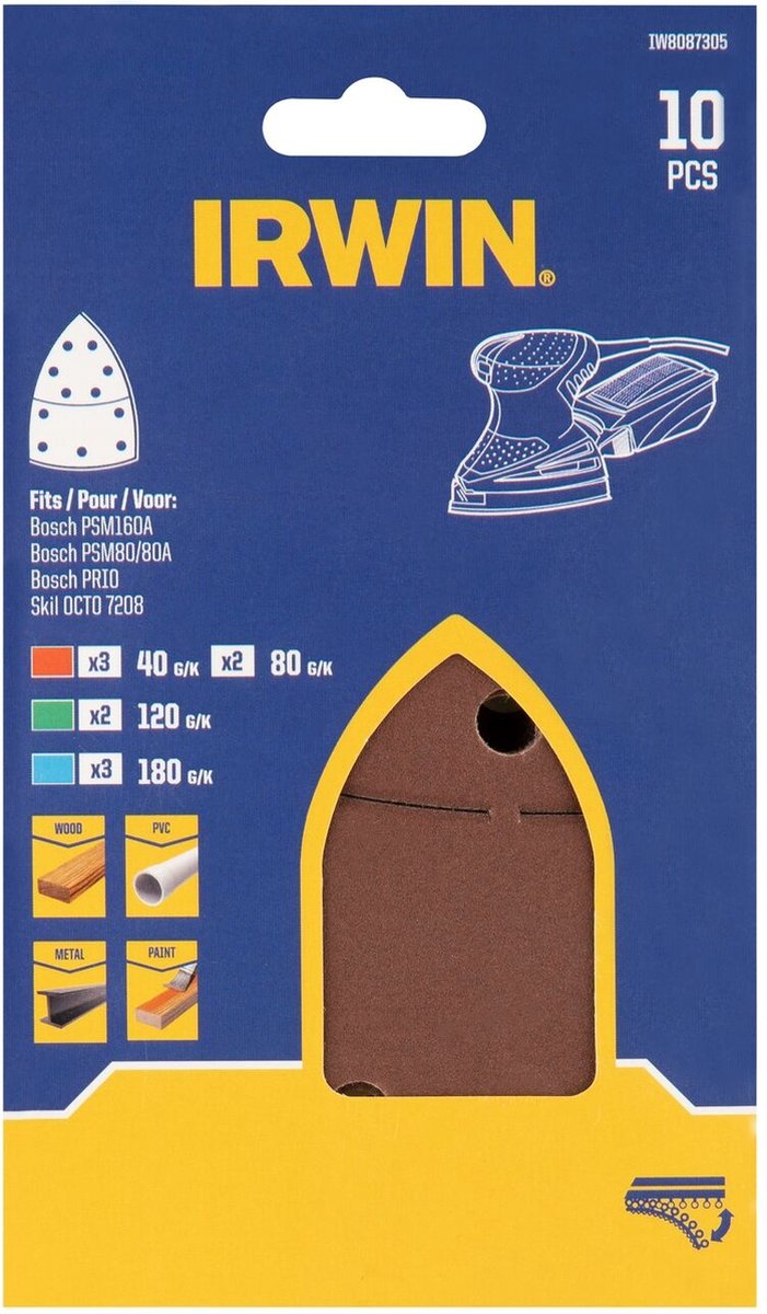 Irwin ensemble de bandes abrasives 105X150 mm 10 pièces
