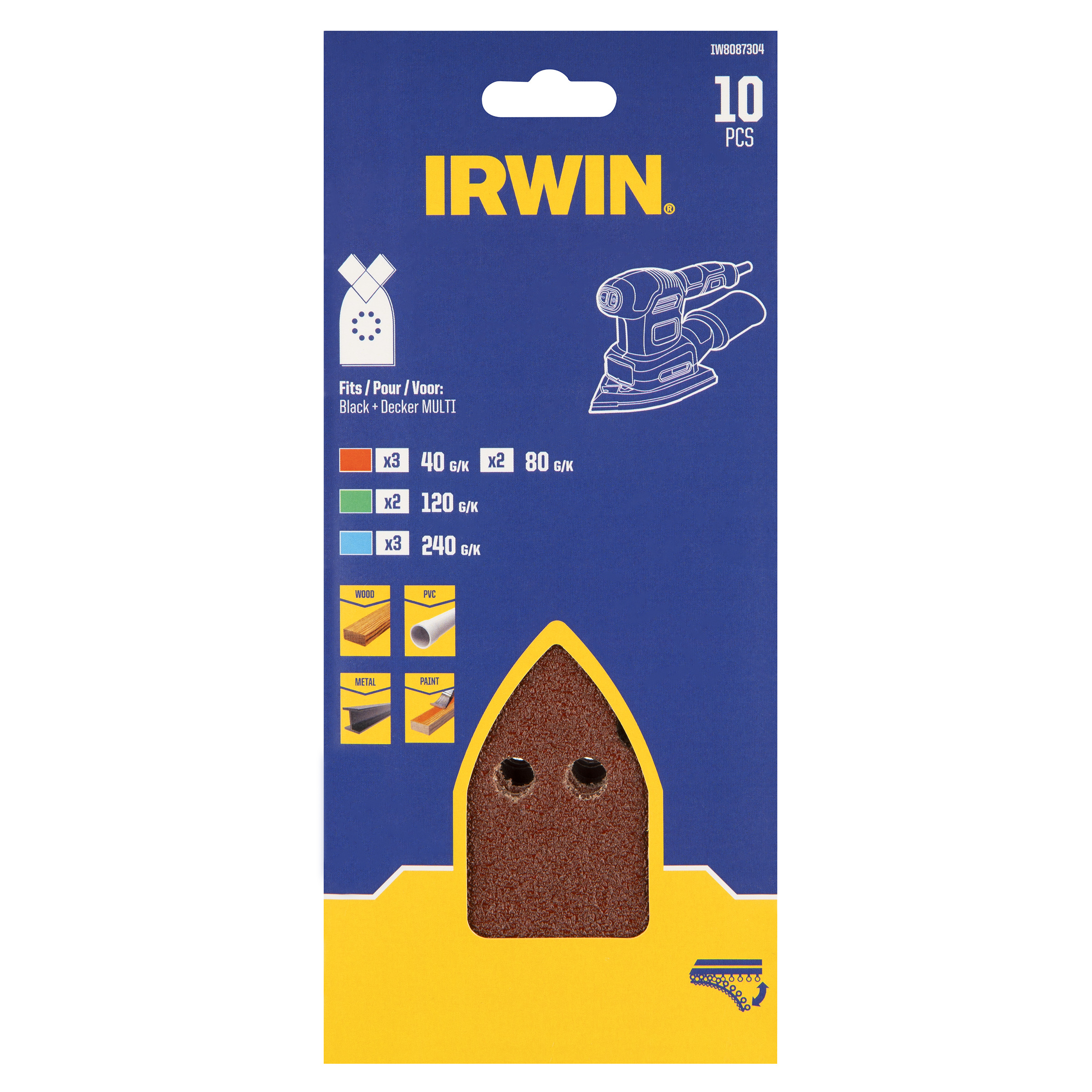Irwin ensemble de bandes abrasives 10 pièces 170X110 mm